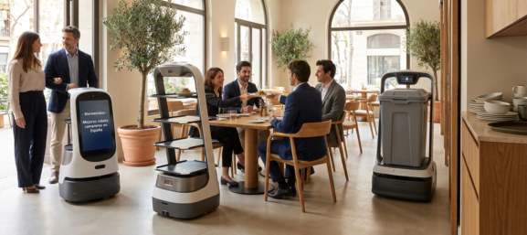 Mejores robots camareros en España en un restaurante con servicio automatizado